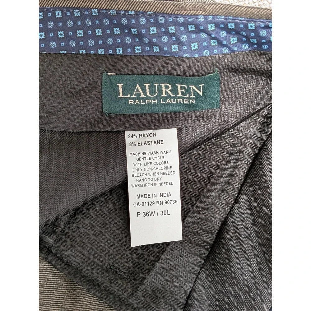 Ralph Lauren LRL Men's Taupe 36W x 30L Ultraflex Stretch Dress Pants Suit NWT